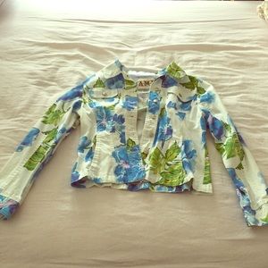 Blue Floral Jean Jacket